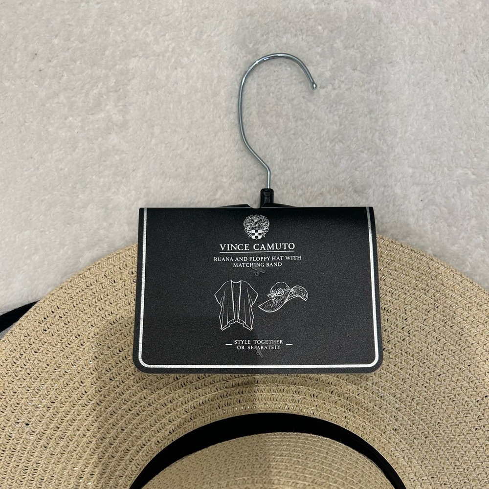 *New* Vince Camuto Tropical Style Ruana and Floppy Hat with Matching Band & Bow - Picture 5 of 8